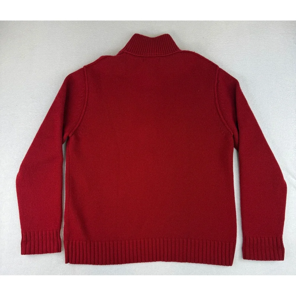 Banana Republic Sweater Mens XL Red Lambswool Cashmere Mock Neck Button 338462
